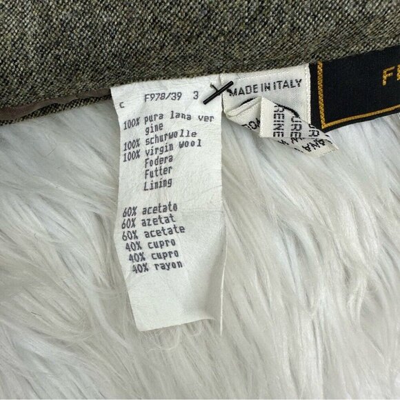 Fendi Women's Green Tweed Designer Virgin Wool Career Pencil Skirt FR38/W25 - Picture 12 of 15